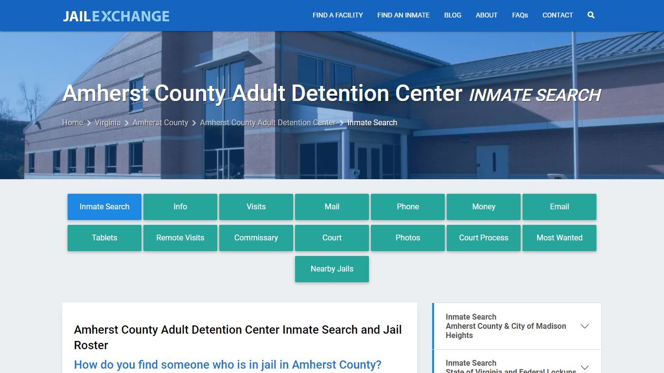 Amherst County Adult Detention Center Inmate Search - Jail Exchange