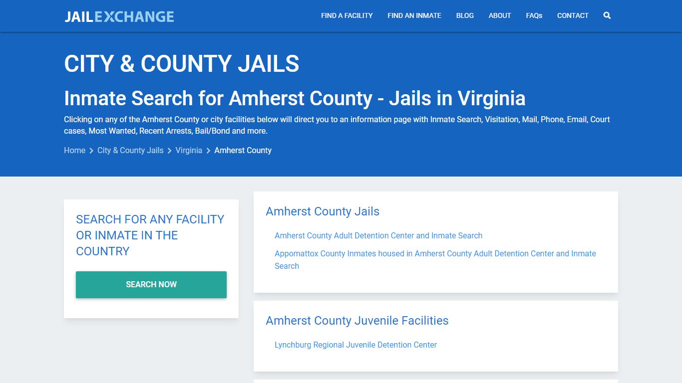 Inmate Search for Amherst County | Jails in Virginia - Jail Exchange